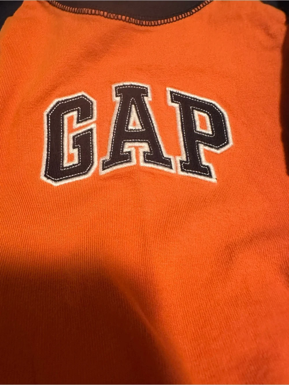 GAP Onesie Bundle (Orange & Navy Logo/Yellow & Navy Hoodie)-Size 6-12M